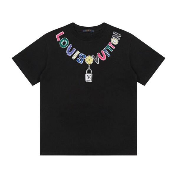 LV X  Logo lettering T-shirt with 23SS necklineSUNGLASSES