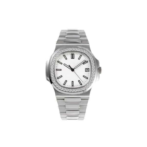 PATEK PHILIPPE NAUTILUS STAINLESS STEEL SILVER DIAL DIAMOND BEZEL 36MM 7118/1200A-010