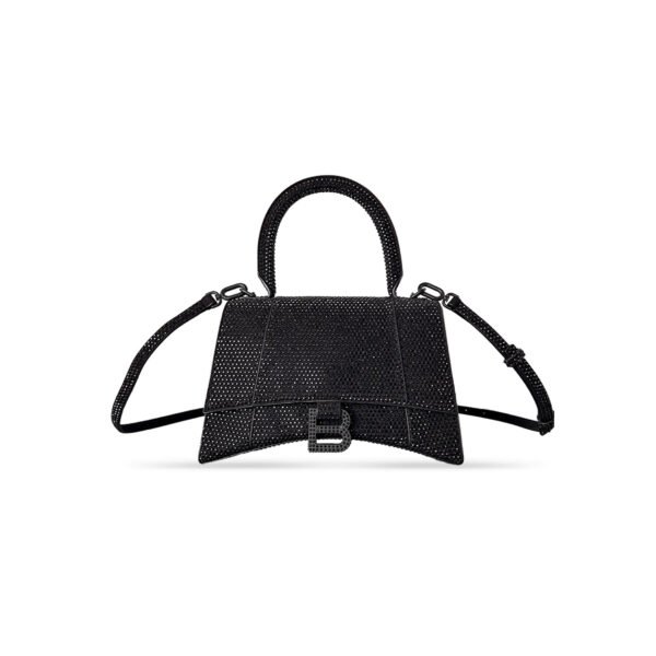 BALENCIAGA WOMEN'S HOURGLASS HANDBAG SMALL WITH RHINESTONES BLACK 5935461QJ5M7000